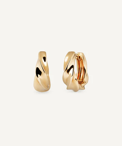 Mini aros con diseño entrelazado en tono dorado